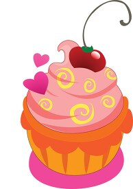 cupcake with frosting cherry clipart