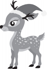 cute baby deer wearing red christmas hat gray color 2