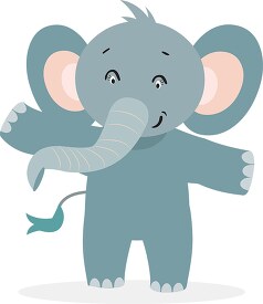 cute baby elephant character with arms stretched out clipart