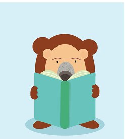 cute bear reading a book clipart