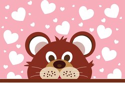 cute bear surrounding by hearts pink background