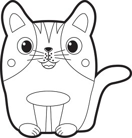 cute black white cat character outline cutout
