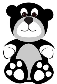 cute black white teddy bear clipart