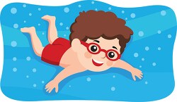 cute boy wearing goggles swimming clipart