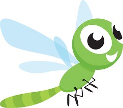 cute cartoon style green dragonfly insect clipart 718