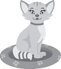cute cat pet animal educational clip art graphic gray color