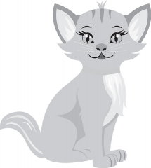 cute cat pet animal educational clip art graphic version 2