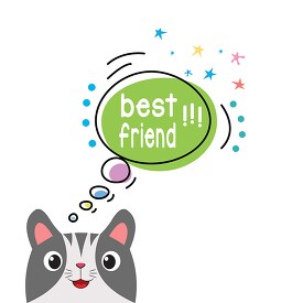 cute cat with thought bubble best friend clipart