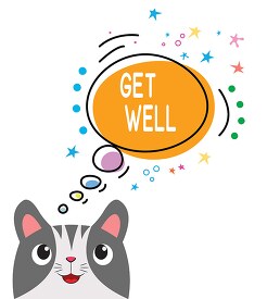 cute cat with thought bubble get well clipart