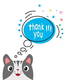 cute cat with thought bubble thank you clipart