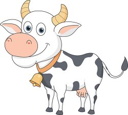 cute cow wearing bell smiling clipart 5931