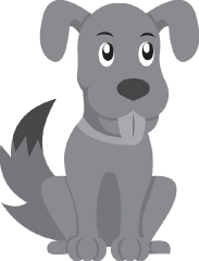 cute dog pet animal educational clip art graphic gray color