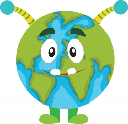 cute earth globe monster character earth day