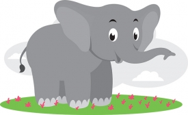 cute elephant animal educational clip art graphic gray color