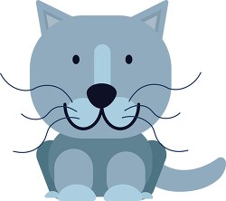cute flat design gray cat with big tail clipart