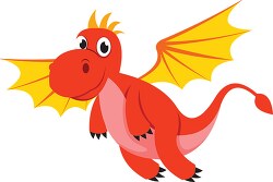 cute flying winged dragon clipart