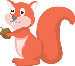 cute happy squirrel holding nut clipart