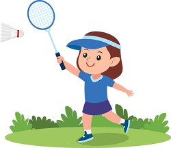 cute little girl playing badminton clipart