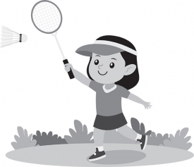 cute little girl playing badminton gray color 23