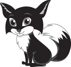 cute little red fox black white clipart