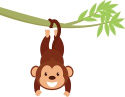 cute monkey character hanging on branch clipart 614
