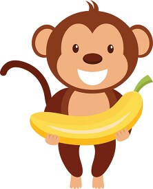 cute monkey character with banana clipart