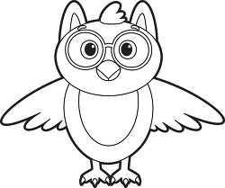 cute owl cartoon character black outline