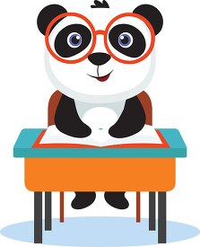 cute panda character studying in the classroom clipart