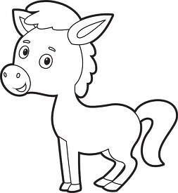 cute pbabyhorse cartoon character black outline