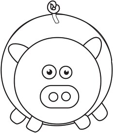 cute pig animal black outline clipart