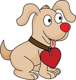 cute puppy with heart on collar clipart