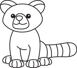 cute red panda black outline clipart