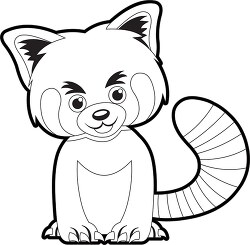 cute small baby red panda animal black white outline clipart