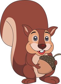 cute squirrel holding large acorn clipart 58121