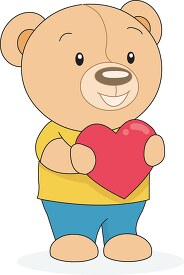 cute teddy bear holding heart clipart