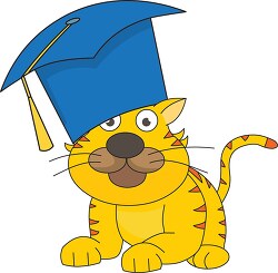 cute tiger wearing graduation cap clipart