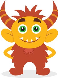 cute yellow and brown monster clipart