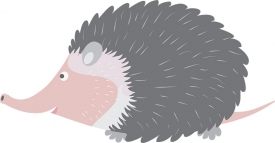 cute-cartoon-style-hedgehog-animal-side-view-gray color-image