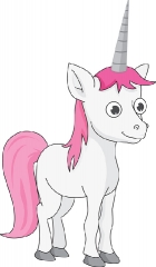 cute-cartoon-style-white-unicorn-pony-with-blue-mane gray color