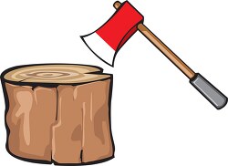 cutting wood with large axe clipart