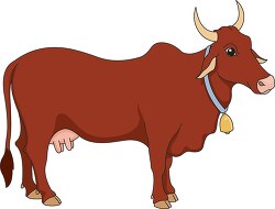 dairy cow with bell clipart