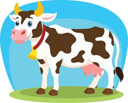 dairy cow with gold bell clipart
