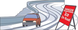 danger car driving on icy road