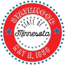 date of minnesota statehood 1858 round style with stars clipart 
