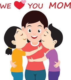 daughter son kisses mom to celebrate mother's day clipart clipar