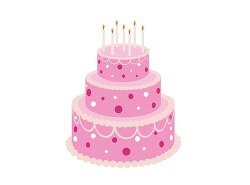 decorated pink birthday cake clipart