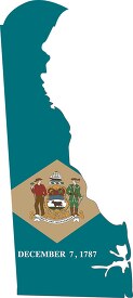 delaware state map with state flag overlay clipart image