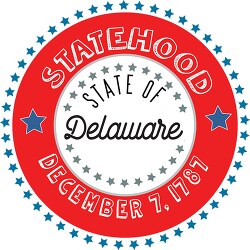 Delaware statehood 1787 date statehood round style with stars cl