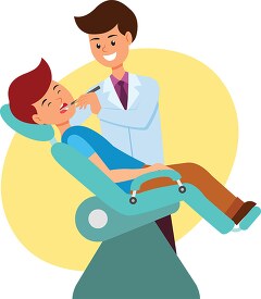 dentist checking teeth of  patient clipart
