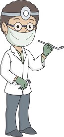 dentist wearing mask holding tools clipart